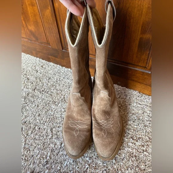 Wolverine Western Cowboy Boots Brown Suede Women’s Size 7.5 - Picture 2 of 7